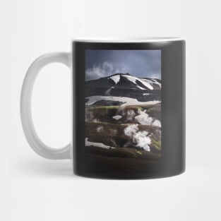 Mountains seen on Laugavegur Hiking Trail with Steamy River in Iceland Mug